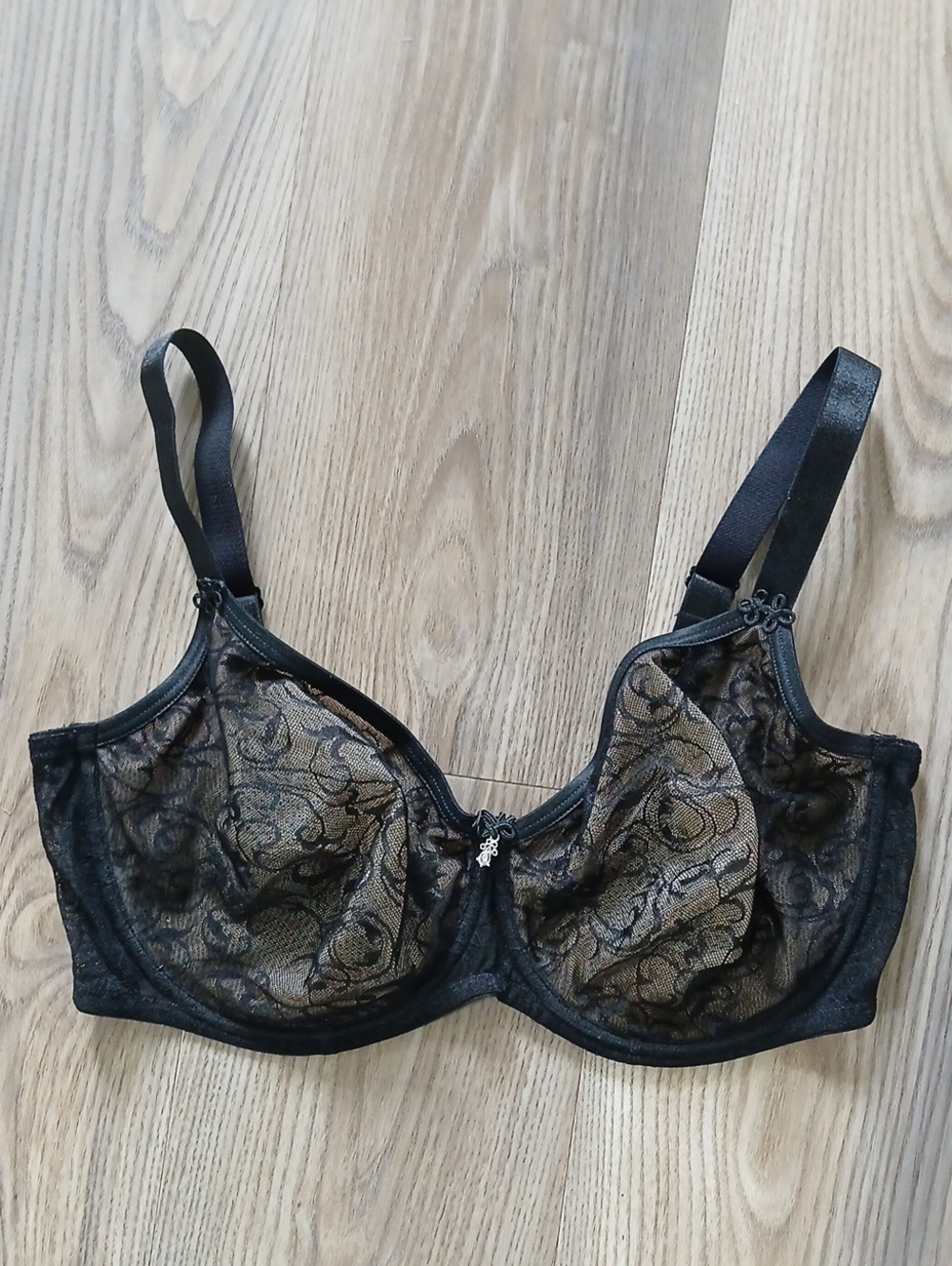 Lavinia Lingerie Black Lace Sheer Underwire Balconette Bra 40DDD/F EU 90F